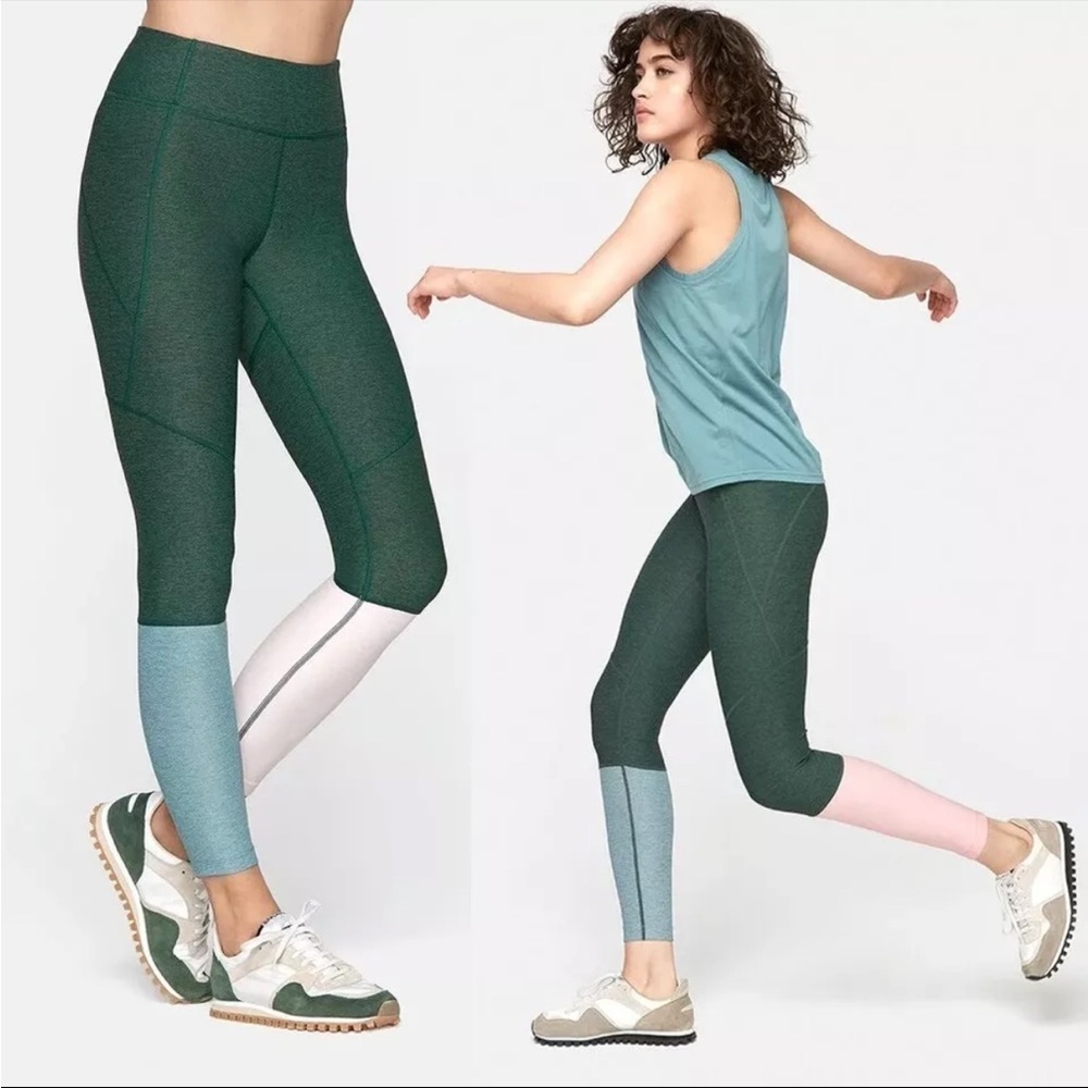 Women’s Colorblock High-Rise 3/4 Leggings - Green